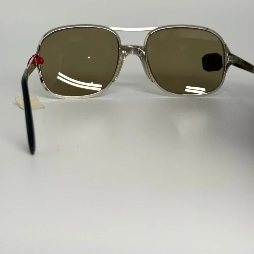 Vintage Reor Vetri‎ Temperati Aviator Sunglasses Silver Made in Italy Brown Lens